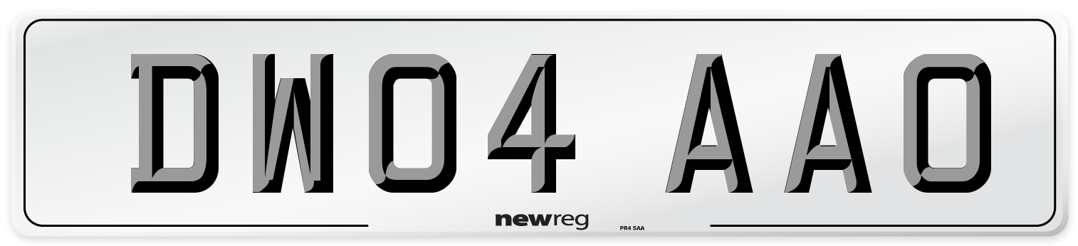 DW04 AAO Number Plate from New Reg